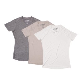 Mr. Davis Comfort Fit Premium Bamboo Viscose Tailored Cut V Neck Men's Undershirt - Stylish V Neck with Stretch Fabric for a Variety 3 Pack Size Medium in Tone, White and Grey