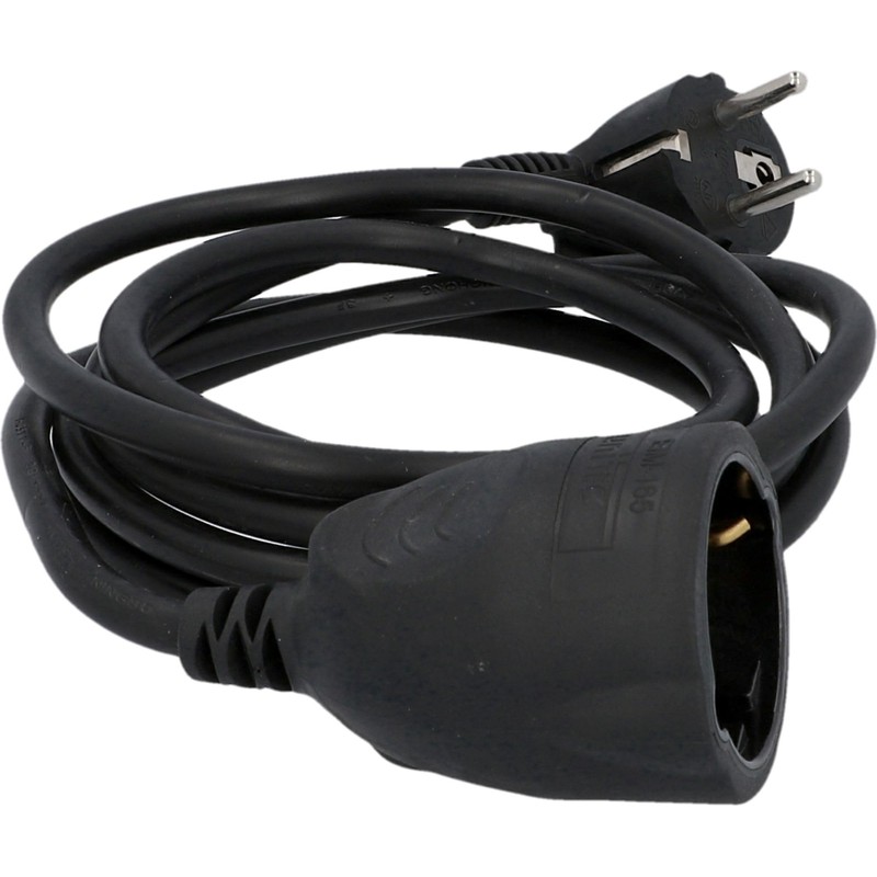UNITEC Schuko Extension H05VV-F3G 1.5 mm², IP20, 2 m, Black