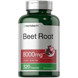Horbäach Beet Root Powder Capsules | 320 Pills | Non-GMO, Gluten Free Formula | High Potency Herbal Extract Supplement