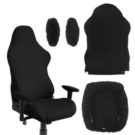 Guanici 4 Pieces Protective Cover for Gaming Chair Gaming Chair Cover Scratch Resistant Gaming Chair Covers Office Chair Cover Set for Computer Chairs Armchairs Swivel Chairs Gaming Chairs (Black)