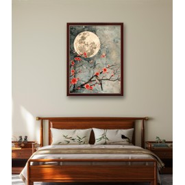 Leczany Cross Stitch Patterns Stamped Kit for Beginners | Embroidery Supplies DIY Craft Kit Starter Needlepoint for Adults or Kids | 11CT, 3 Strands | The Moon and Plum Blossoms 15.8x20.9 inches