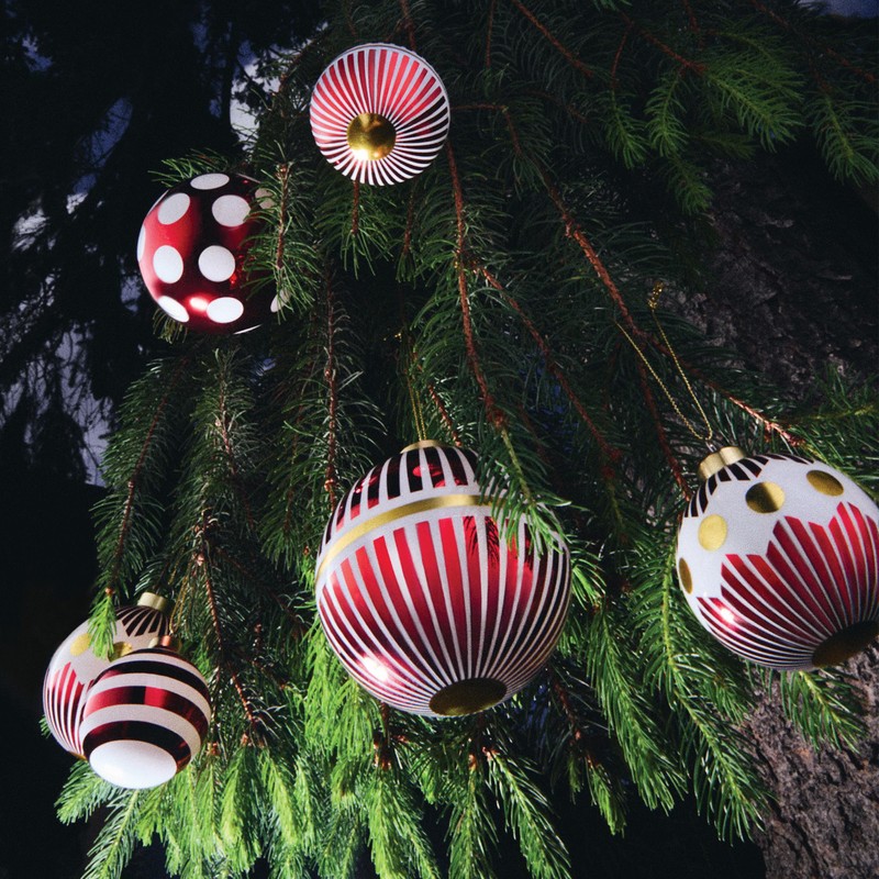 Alessi Delight NZ04 2 Hand-Blown Christmas Baubles Diameter 9 cm
