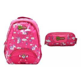 Lluvia Mochila Y Lapicera Unicorn Nubes Y Estrellas Estampado Rosa Primaria Lluvia