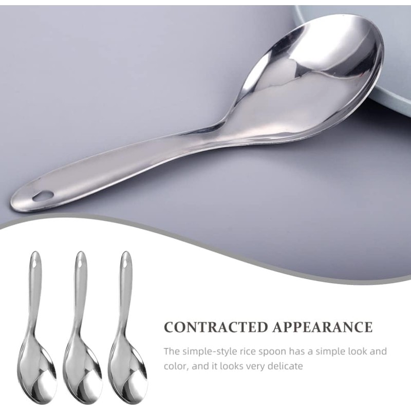 3pcs Stainless Steel Rice Paddle Spoon Rice Scooper Metal Serving