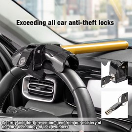 Car Steering Wheel Lock for Everyday Vehicle Security – T-Bar Anti-Theft Deterrent for Parked Cars