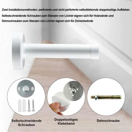CKLHCFF Door Stopper Stainless Steel (1 Piece), Premium Door Stopper No Drilling with Rubber Ring, Silver Door Stopper, Solid Stainless Steel, Heavy Door Stopper (White, 15 cm/5.9 inches)