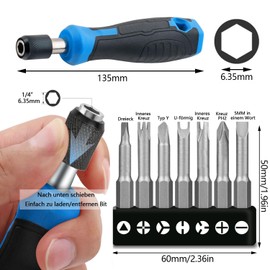 GIONAR 7 Pieces Special Shaped Screwdriver Bit Set 50mm U Shape Y Type Triangle Inner Cross Three Point Chrome Vanadium Steel Special Shaped Screwdriver Set with Screwdriver Handle