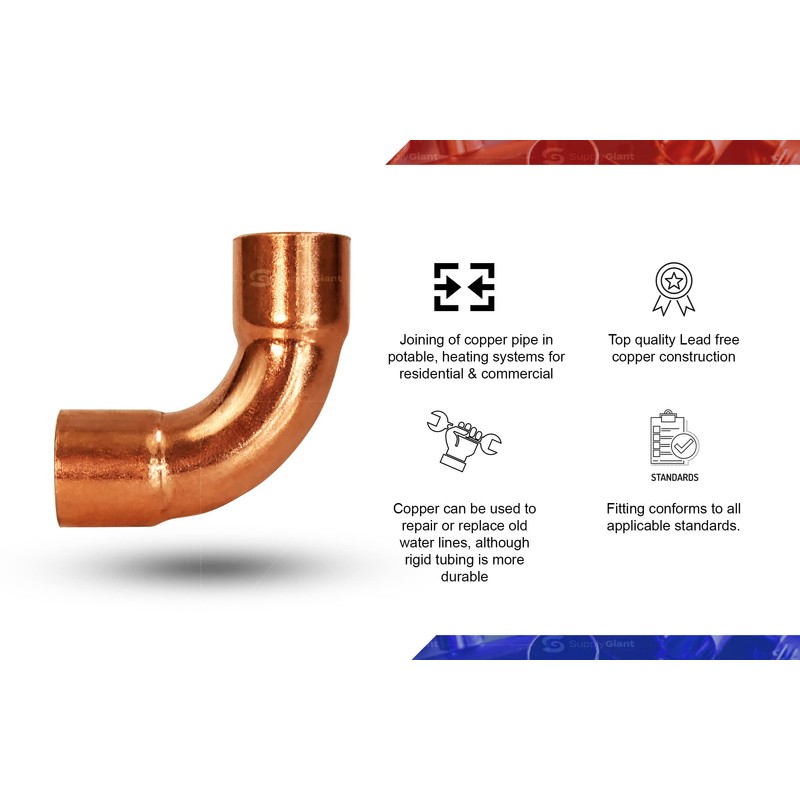 Supply Giant DDMU0058 Long radius 90 degrees elbow fitting, 5/8,