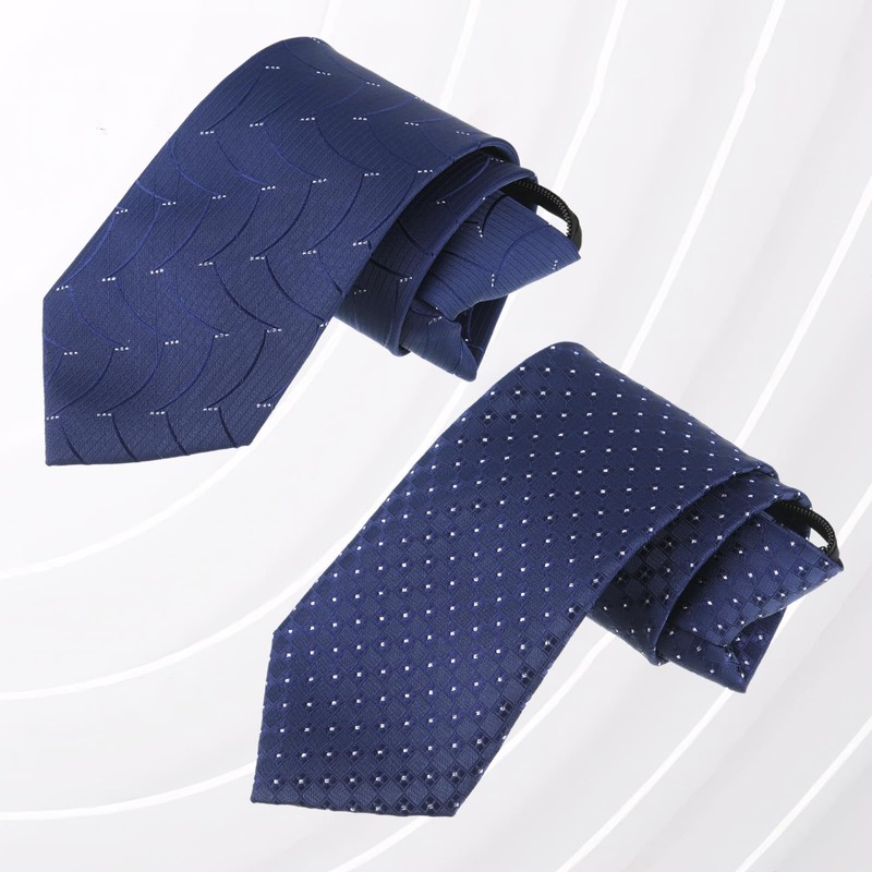 2PCS Men's Clip-on Ties - Solid Uniform Pre-tied Adjustable Neck