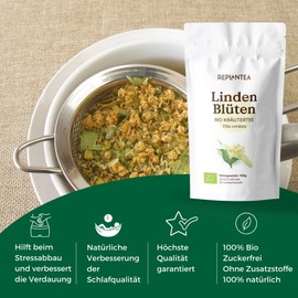 Lime Blossom Organic 100 g | Lime Blossom Tea, Linden Tea 100% Natural from Organic Cultivation REPLANTEA