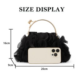 LUI SUI Women's Floral Clutch Purses Soft Satin Flower Evening Bag Party Prom Purses, black, Elegant