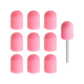 EMSea 11pcs 10mm x 15mm Manicure Sanding Cap Manicure Polisher Cover Fine Grit Sanding Bands Caps Manicure Tool Nail Sanding Cap for Natural Nails Artificial Nails Pink