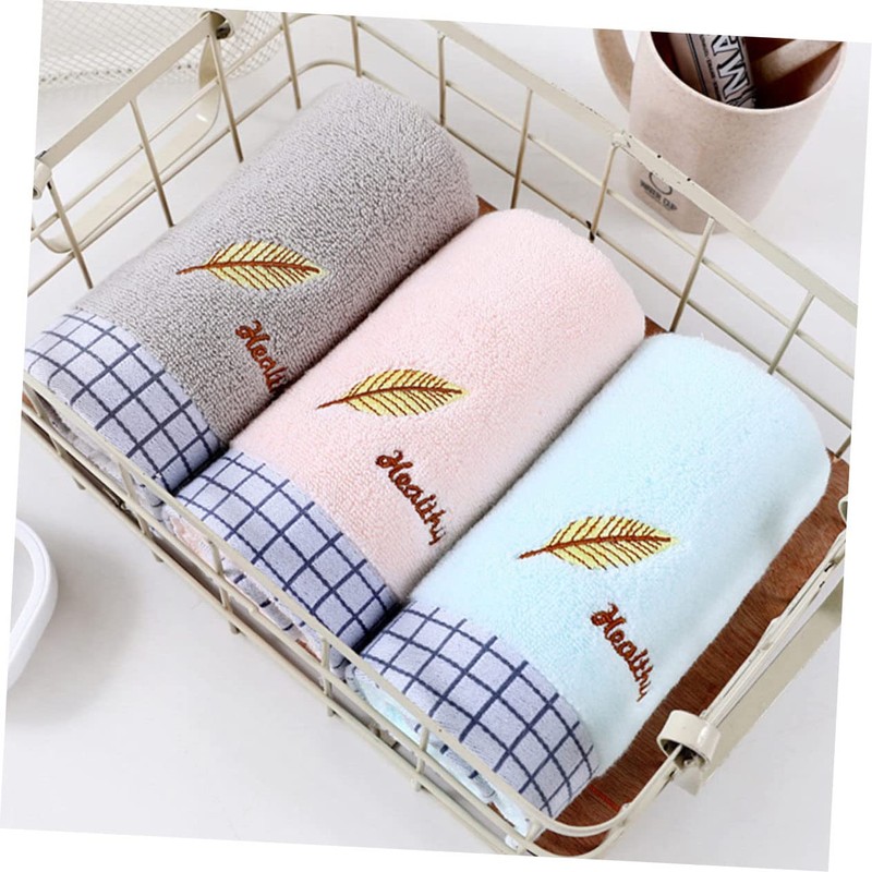 Beavorty Thick Soft Cotton Face Towel Embroidered Leaf Bath Towel