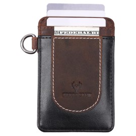 URBAN CREW Slim Leather Card Holder for Men – RFID Blocking Minimalist Front Pocket Wallet with Key Ring | Compact Anti-Theft Credit Card Case for Travel & Daily Use (Black)