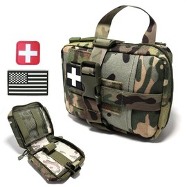 Survival First Aid Kits Tactical EMT Pouch Rip Away Molle Medical Pouches IFAK Emergency Survival Bag for Travel Outdoor Hiking Camping Supplies - Color: CP