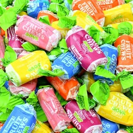 Sour Fruit Chews Assorted Candy Mix, 5 Tangy Flavors, Sour Tootsie Roll Taffies, Gluten Free & Peanut Free, Perfect For Parties & Goody Bags, 1 Lb Resealable Bag