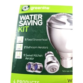 Greenlite 1.5 GPM Showerhead & Aerator Water Saving Kit Silver One Size - 2 Kits