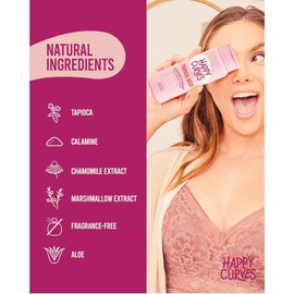 HAPPY CURVES Comfort Powder: Talc Free Anti Chafe Body & Foot Powder Deodorant to Control Inner Thigh Chafing, Underboob, and Butt Sweat All Women 4 oz. (1 Pack, Tropical Oasis)