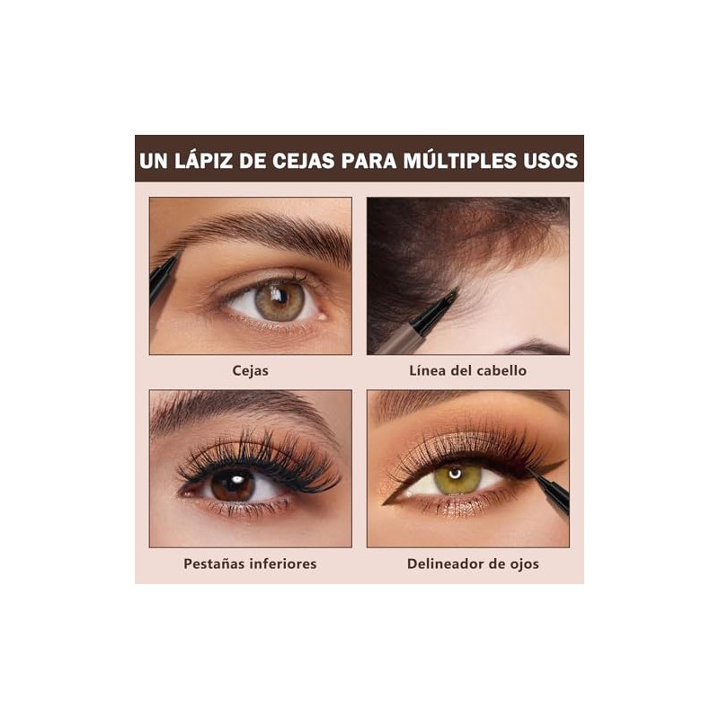 Erinde Lápiz Líquido para Cejas Doble Punta, Perfilado Preciso,#3 |