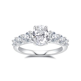 ZHOANLE Moissanite Engagement Rings for Women 2.7CTTW (1.5CT Center) Oval Cut 925 Sterling silver plated with 18k white gold Wedding Rings Anniversary ring for Promise, and Bridal Gift(9)