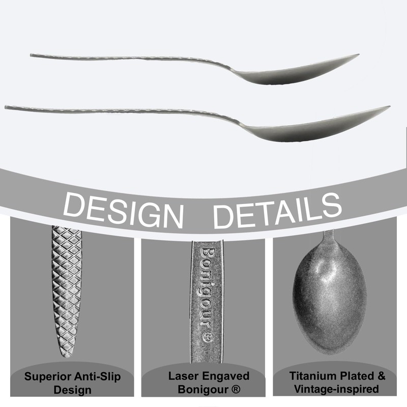 Bonigour Chef Kunz Spoons, 18/10 Stainless Steel Professional Set for