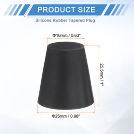 uxcell 4 Pcs Silicone Rubber Tapered Plug, 16mm to 25mm High-Temperature Solid Rubber Stoppers Silicone Plugs for Hole Plugs, Spraying, Coating, Painting Protection, Black, 25.5mm