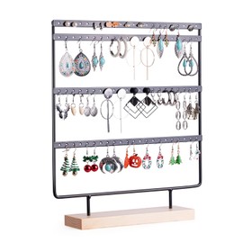 WIDAHKPER Earring Holder Organizer, Earring Display Stands for vendors, 4-Tier Earring Rack with 88 Holes (Black)
