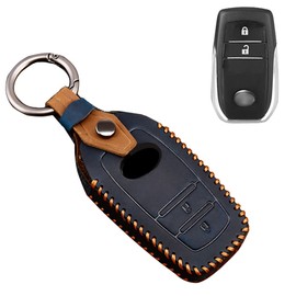 Key Case for Toyota, Smart Key Case, Key Cover, Genuine Leather 2J, Designed for Toyota Specific Design, Key Holder, MARK X Yellow Label for Mirai, MIRAI, blue