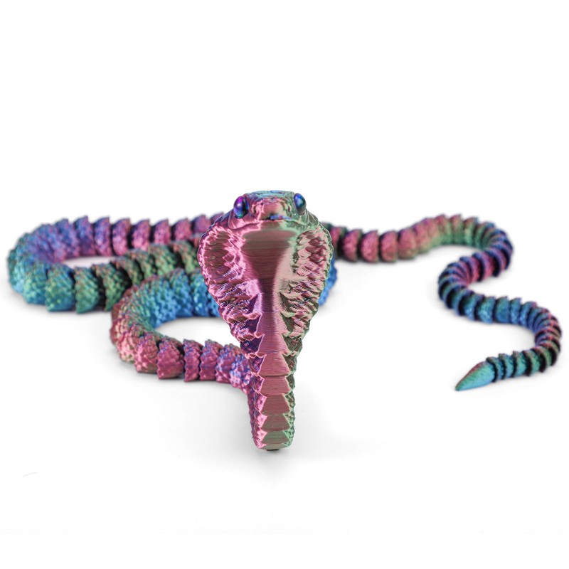 3D Printed Snake, 23.6in Articulated Cobra Crystal Like 3D Printed