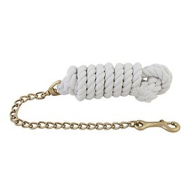Aime Imports Basic Cotton Lead Rope w/Stud Chain White