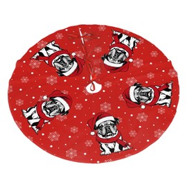 English Bulldog Christmas Tree Skirt Gorgeous for Xmas Party Ornaments Holiday Decoration Accessory 36"