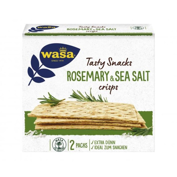 Wasa Delicate Crisp Rosemary & Sea Salt - Ultra Thin Crisp Bread with Rosemary and Sea Salt - Pack of 5 (5 x 190 g)