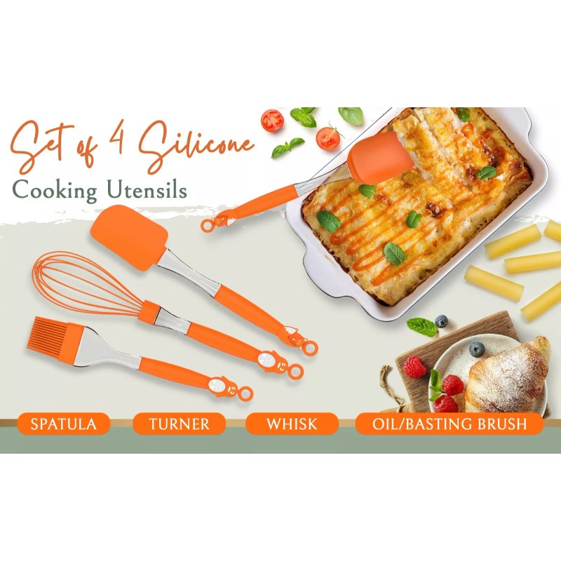 Kitchen 4 Pcs Silicone Kitchen Utensils Non Scratch cooking set