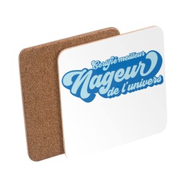 Untersetzer aus Kork – zertifiziert am besten Schwimmer des Universums Schwimmen Pool – 6 Stück (95 x 95 mm)