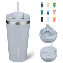 BJPKPK 18oz Stainless Steel Insulated Tumbler With lid And Straw Travel Coffee Thermal Tumblers Cup For Women And Men,Modern Blue