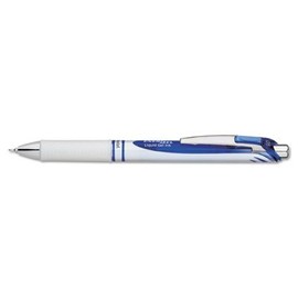 EnerGel RTX Retractable Liquid Gel Pen, .5mm, White/Blue Barrel, Blue Ink