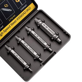 ROUPHY Damaged/Stripped Screw Extractor Set, Broken Bolt Remover, Made from HSS M2 / 6542 High Speed Steel with Hardness Over 65hrc