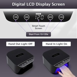 UV LED Nail Lamp, 268W Rechargeable Cordless Nail Lamp Nail Dryer Gel Polish UV Nail Light with 4 Timer Setting, Professional