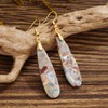 Boho Stone Earrings Natural Agalmatolite Gemstone Drop Charm Dangle Earrings