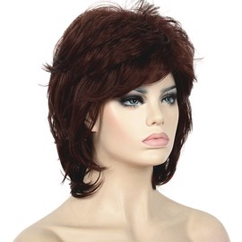 Lydell Short Length Layered Shaggy Full Synthetic Wig (33A Auburn)