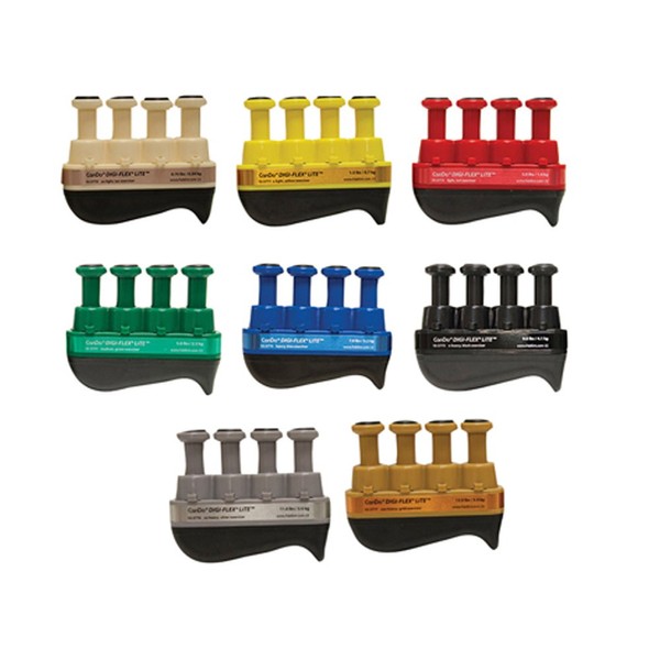 CanDo 10-3778 Digi-Flex LiTE Exerciser Set, Tan/Yellow/Red/Green/Blue/Black/Silver/Gold
