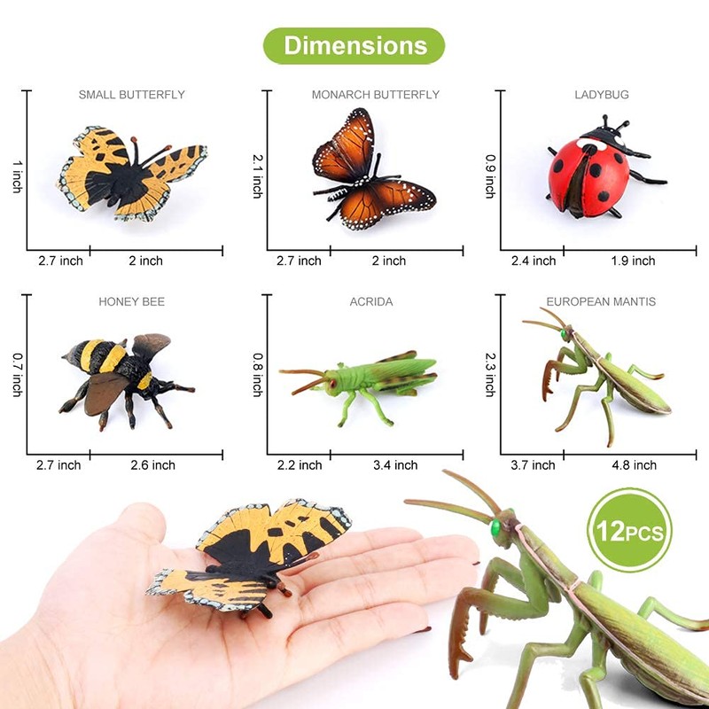 Bug Toys Figurines VOLNAU 12PCS Insect Animal Figures for Kids