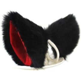 Long  Cat Fox Ears Hair Clip with Headband Hairband Anime Party Costume  Accessories - Color: Dark Blue With Black Inside