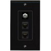 Wall Plate City 3 Port 2 CAT6 COAX Wall Plate Black DecorZ