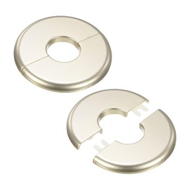 M METERXITY 2-Pack Wall Split Flange, for 1 Inch/25mm OD Pipe ABS Escutcheon Plate Round Self-Adhesive Plumbing Cover Plates for Water Pipe/Faucet [Gold Tone]