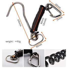 TITO Scuba Diving Titanium Alloy Diving Hook Reef Drift Hooks with Line and Hook for Current Dive