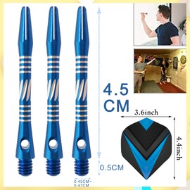 JpGdn 18Pcs Metal Dart Shafts and 18Pcs Darts Flights Blue Color Set Dart Stems Aluminum Darts Throwing Accessories for Dart Games