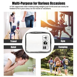 BechKCpro TSA Approved Transparent Travel Toiletry Bag, Carry-On Quart Size with Zipper, Accessory Pouch for Makeup, Ideal for Men and Women, 2 Pack(Black)