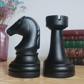 Bookends for Shelves Non Skid Resin Chess Book Ends Decorative Bookends Unique Abstract Art Desgin Book Stopper Book Shelf Holder for Home Office Great Gift for Book Lovers
