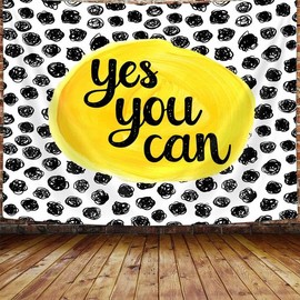 Uokiuki Inspirational Motivational Quote Tapestry, Educational Tapestry for Kids Teen Student, Yes You Can Tapestry Wall Hanging for Classroom Bedroom Living Room College Dorm 48 X 48 Inch